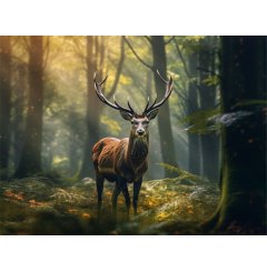Foto obraz na płótnie  -  Jeleń na bialym tle - P/4030/1048