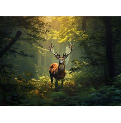 Foto obraz na płótnie  -  Jeleń na bialym tle - P/4030/1052