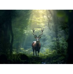 Foto obraz na płótnie  -  Jeleń w lesie - P/4030/1014