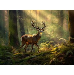 Foto obraz na płótnie  -  Jeleń w lesie - P/4030/1016