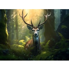 Foto obraz na płótnie  -  Jeleń w lesie - P/4030/1018