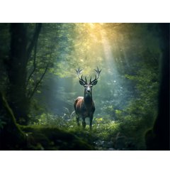 Foto obraz na płótnie  -  Jeleń w lesie - P/4030/1020