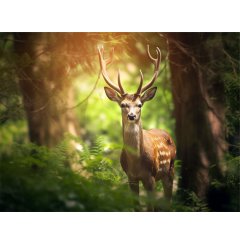 Foto obraz na płótnie  -  Jeleń w lesie - P/4030/1021