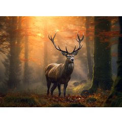 Foto obraz na płótnie  -  Jeleń w lesie - P/4030/1023