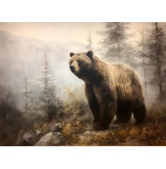 Foto obraz na płótnie  -  Niedźwiedź w górach - P/4030/1057