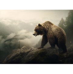 Foto obraz na płótnie  -  Niedźwiedź w górach - P/4030/1064